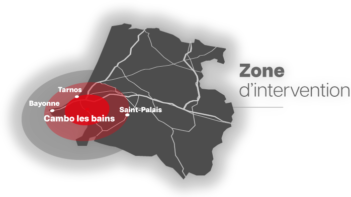 zone d'intervention: pays basque, Combo-les-bains, Tarnos, Saint-Palais, Bayonne